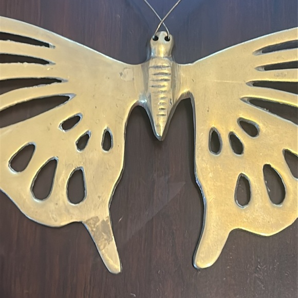 Vintage Solid Brass Butterfly Decoration Wall Hanging Set of 3 MCM - Picture 5 of 12